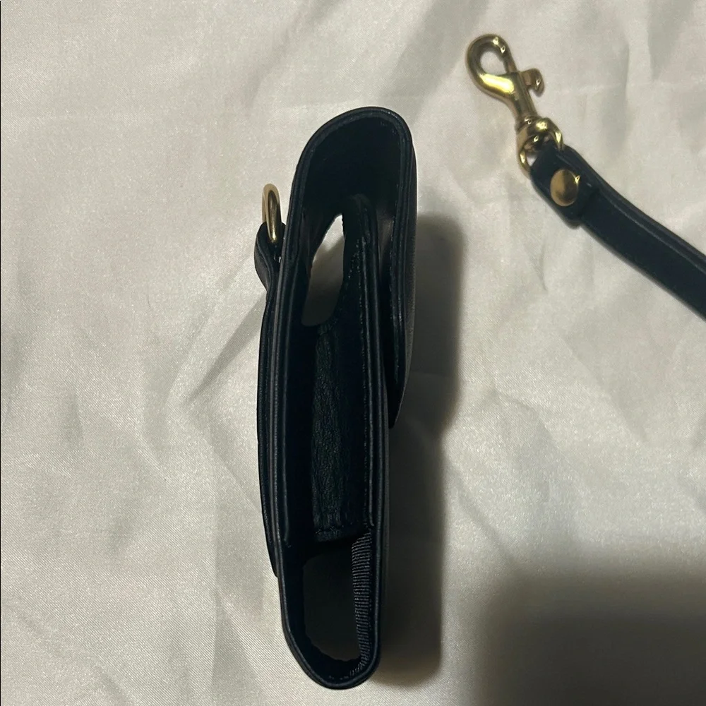 Vintage Coach Black Leather Phone Holster with Strap